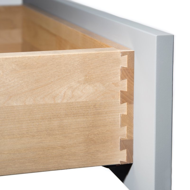Dovetail joints in a drawer of a J&K Cabinet